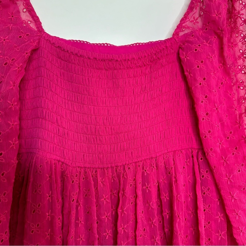 NWT Free People Malina Dress Strangelove Pink Eyelet Embroidered Boho Size M - Picture 8 of 10